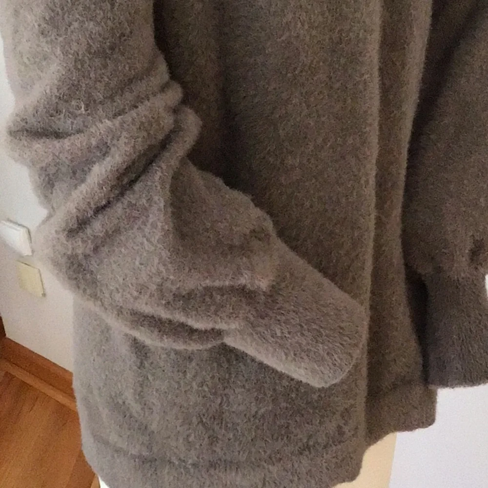 Chico’s Taupe Fuzzy Sweater - Picture 7 of 11